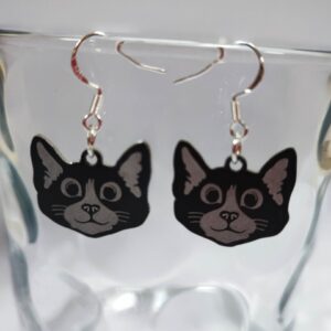 Aluminium art earrings silver findings cat